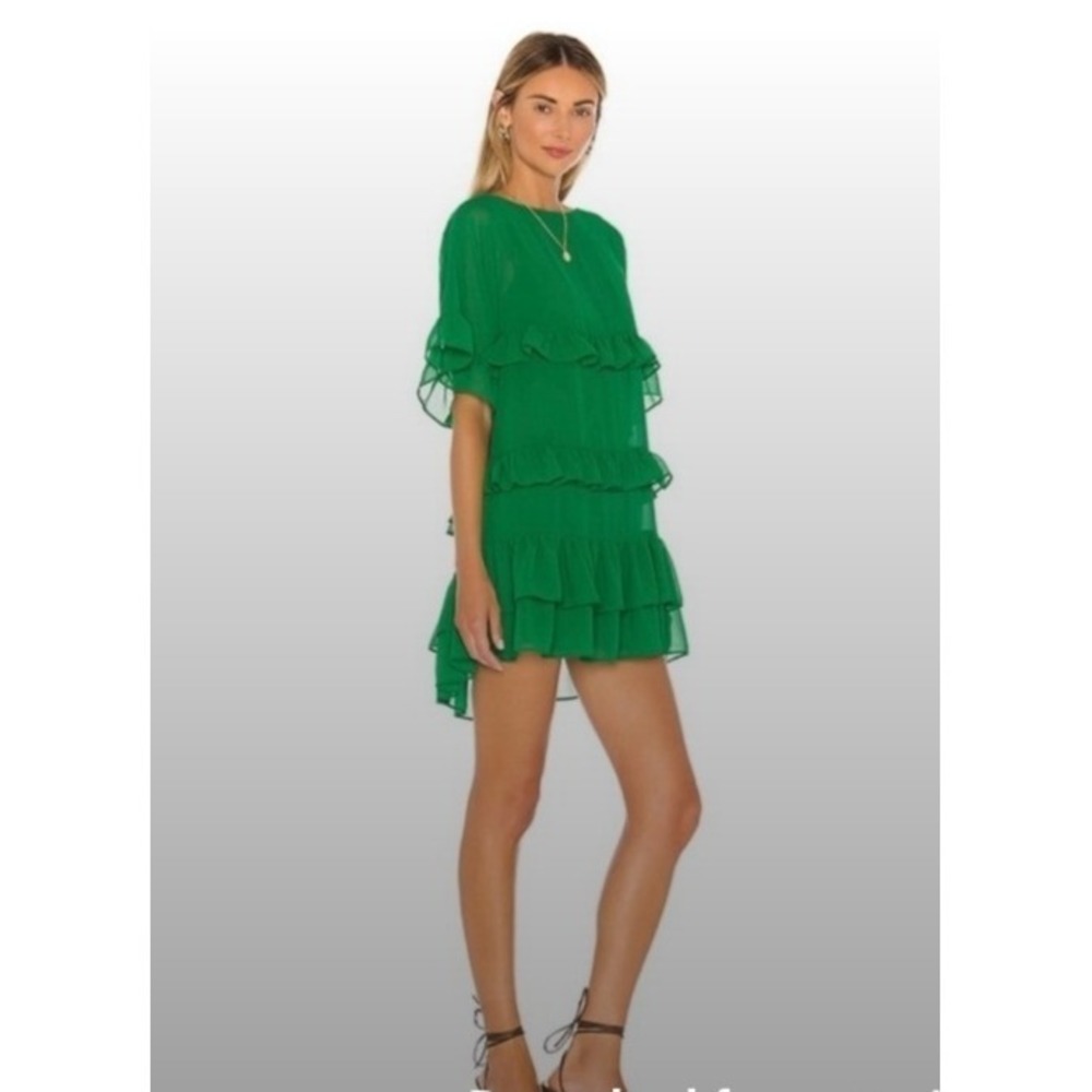 Lovers + Friends Resort Tiered Sheer Ruffles Mini Women Dress Small Going Out